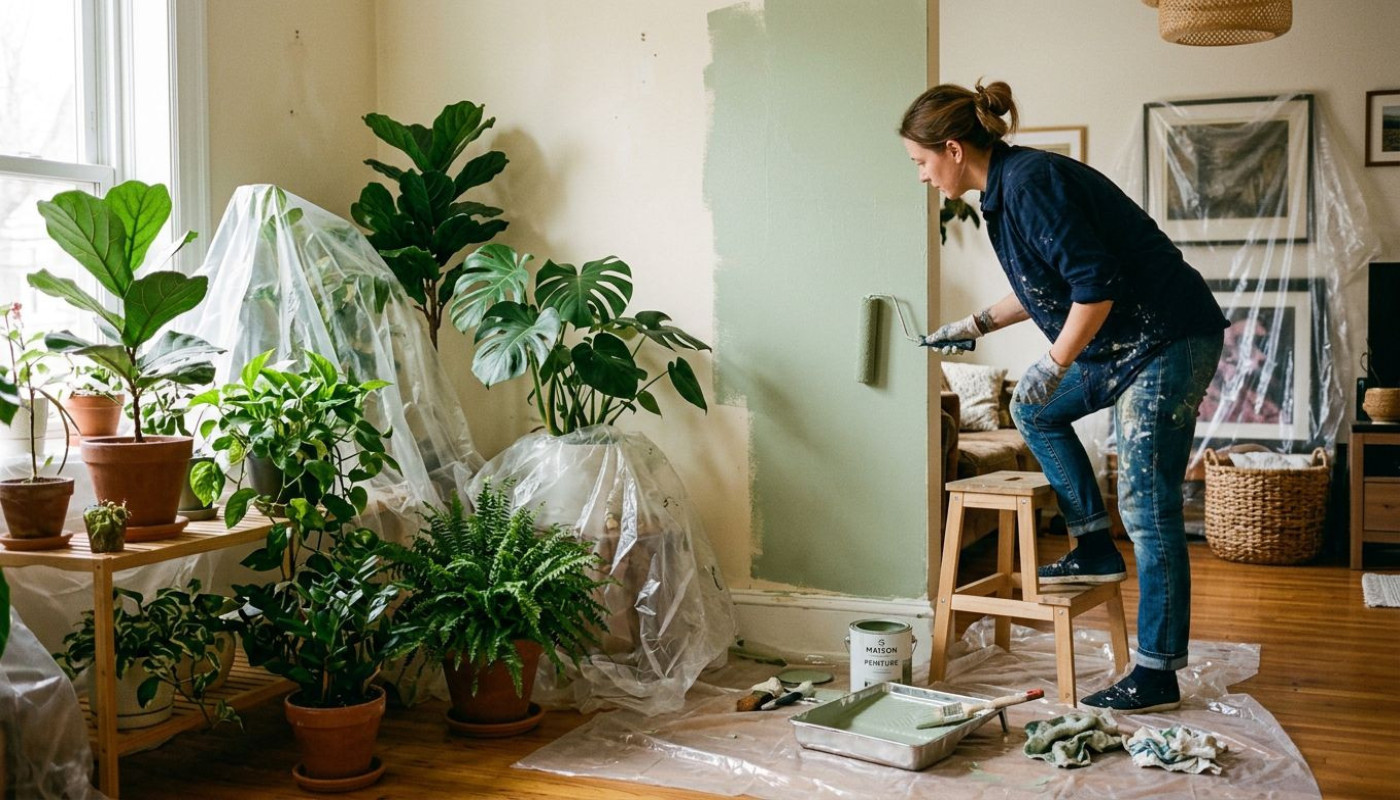 Peindre un mur intérieur : les plantes d’intérieur en danger ?